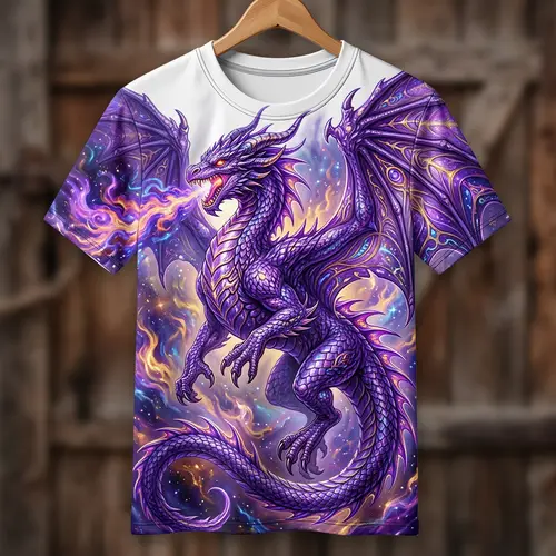 Majestic Violet Dragon Sublimation T-Shirt Design