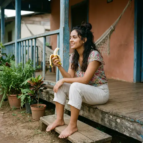 Spanish Young Woman Holding Banana | Cultural Portrait