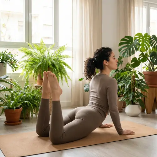 Spanish Young Woman Yoga Mat Stretching