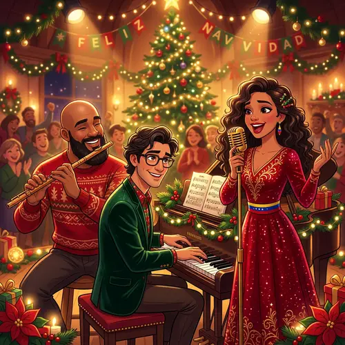 Disney-Style Christmas Trio Music Poster