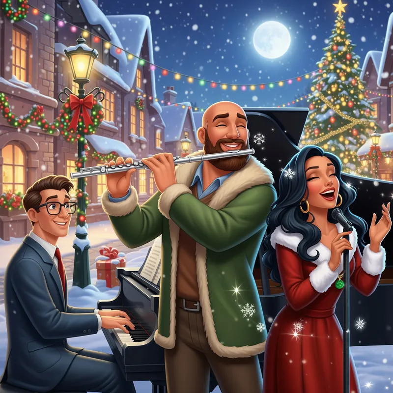 Disney-Style Christmas Trio Music Poster