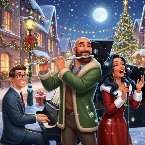 Disney-Style Christmas Trio Music Poster