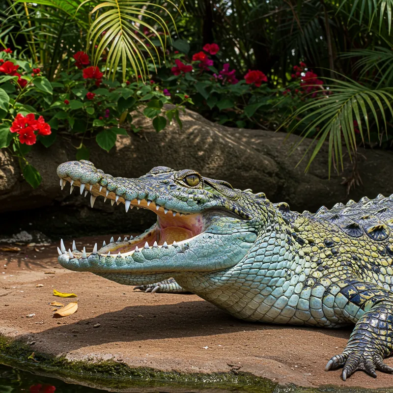 Colorful Crocodile with Mouth Open - Nature's Art Colorful Crocodile with Mouth Open - Nature's Art