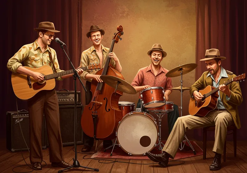 Vintage Music Scene: Relaxed Band in Retro Attire