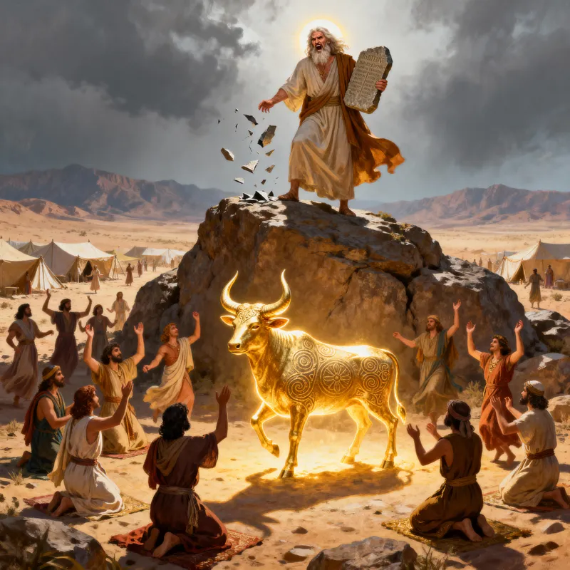 Moses and the Angry Israelites: Golden Calf Incident
