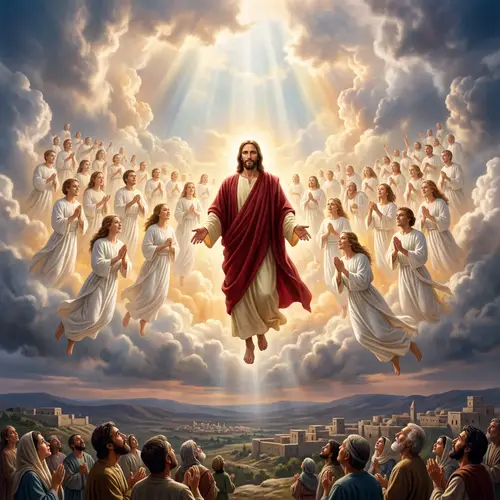 Second Coming of Jesus Christ with Wingless Angels