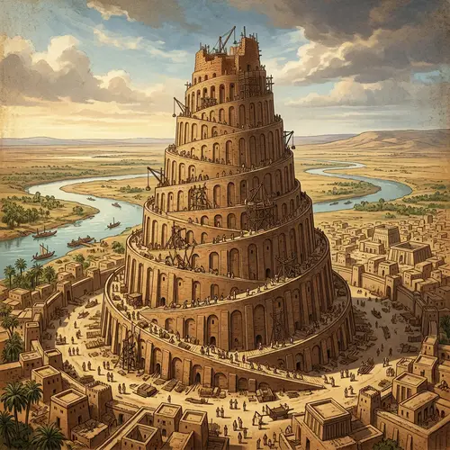 Artistic Representation of the Great Tower of Babel