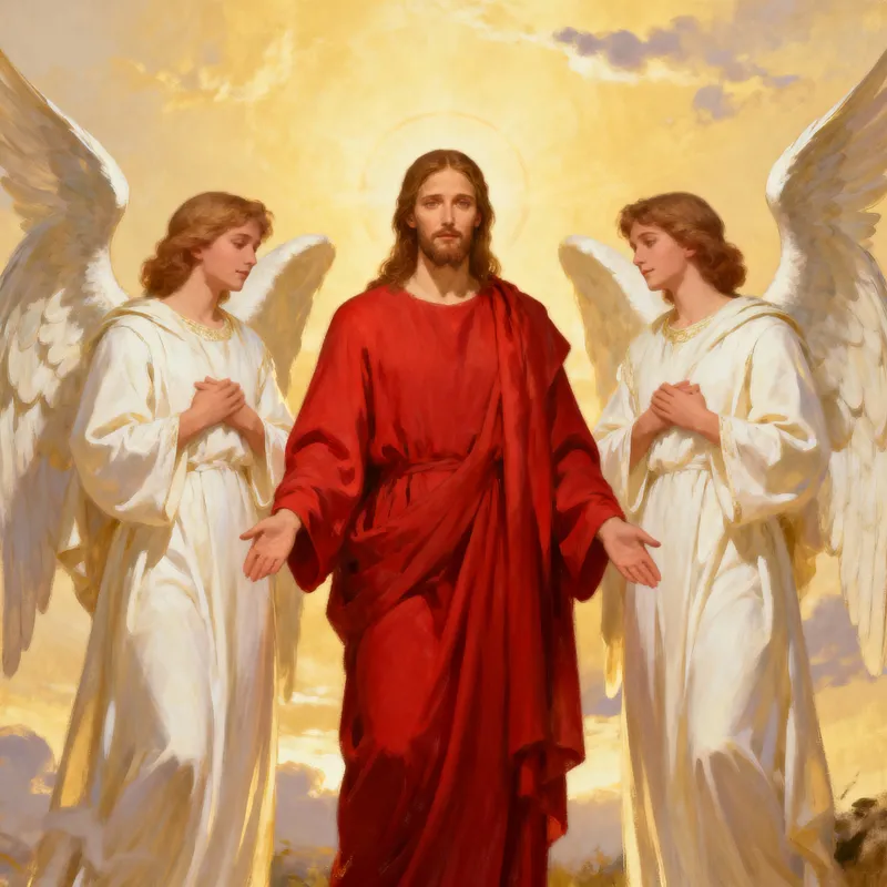 Second Coming of Jesus Christ with Wingless Angels Second Coming of Jesus Christ with Wingless Angels