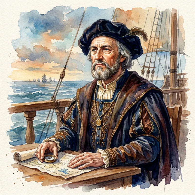 Watercolor Portrait of Christopher Columbus Watercolor Portrait of Christopher Columbus