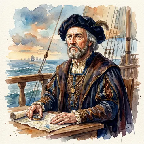 Watercolor Portrait of Christopher Columbus