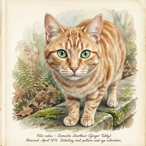 Vivid Ginger Cat with Green Eyes | Naturalistic Art Style