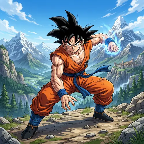 Dynamic Anime Character in Orange Martial Arts Uniform