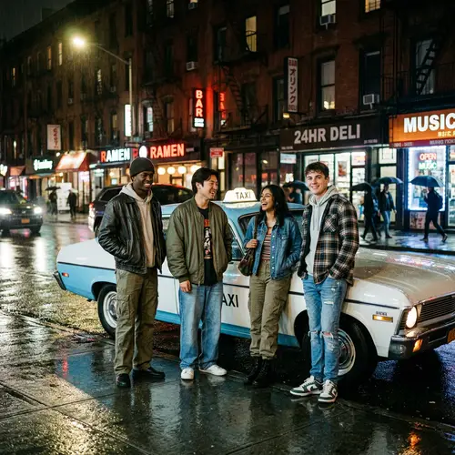 Urban Street Style: College Teens in Rainy City Vibes