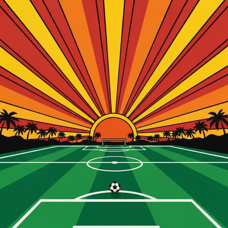 Bold Seventies Soccer Field at Sunset