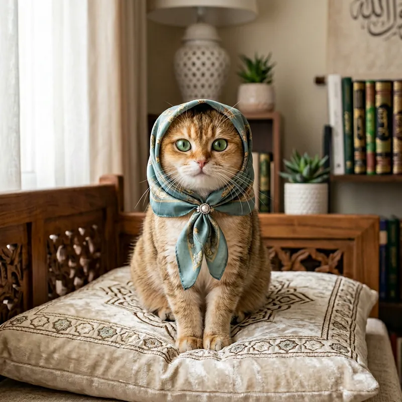 Adorable Islamic Cat in Modest Attire