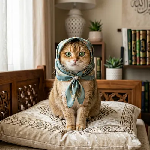 Adorable Cat in Modest Islamic Attire | Cat Dressed in Islamic Clothes