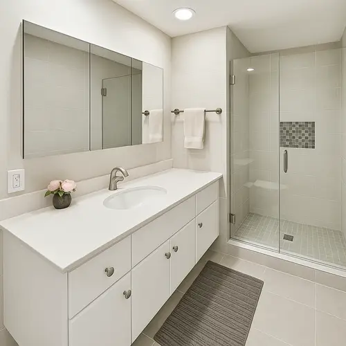 Modern Wall-Mounted Vanity with Frameless Glass Door