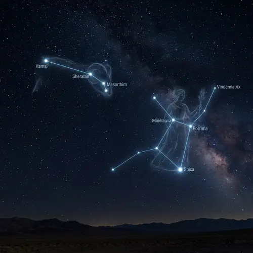 Aries and Virgo Constellations: Night Sky Spectacle