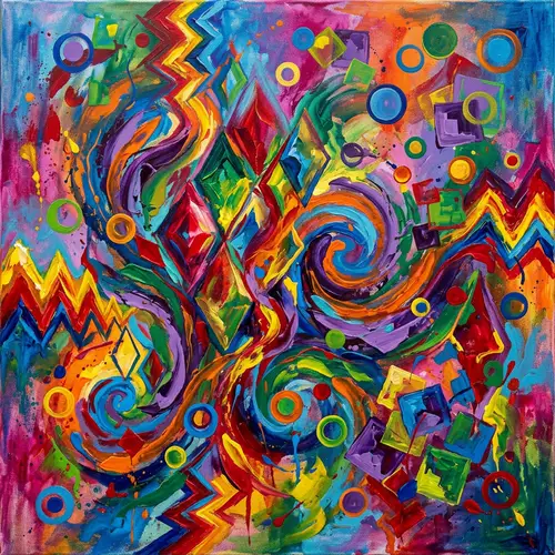 Colorful Abstraction: Expressive Dance of Colors and Shapes