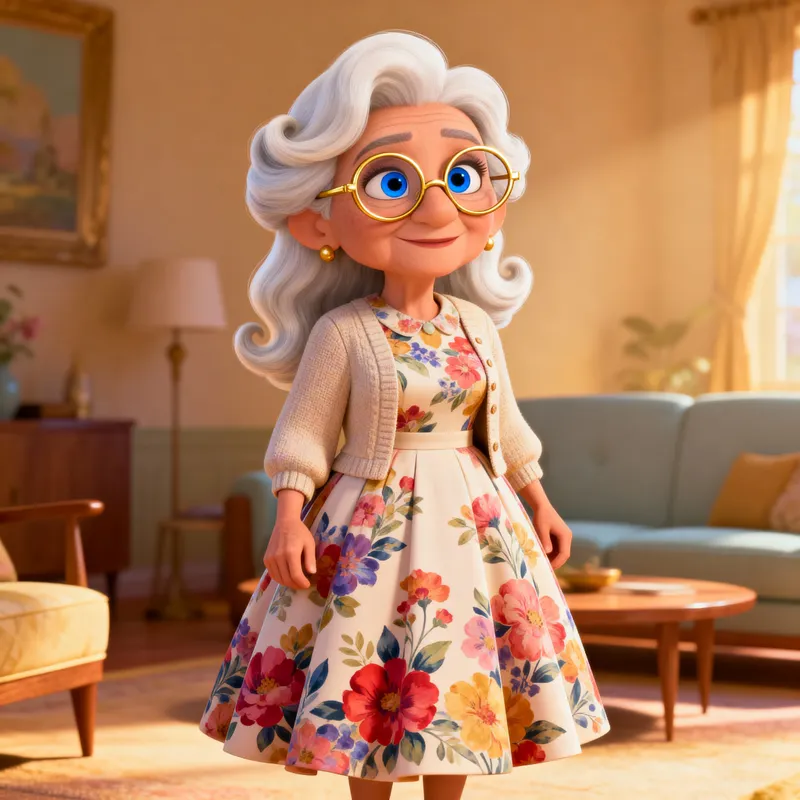 Disney Encanto Animation: Vintage 50s Elderly Woman