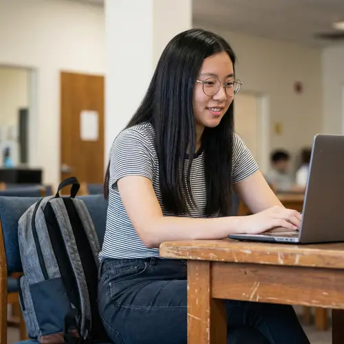 20-Year-Old White Girl with Glasses and Black Hair