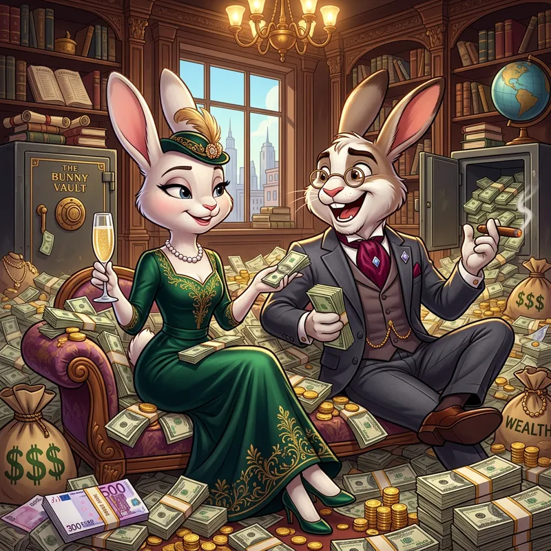 Wealthy Lola Bunny and Bugs Bunny With Currency