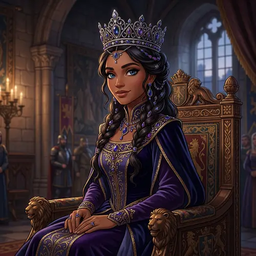 Mysterious Queen Hinata with Sparkling Blue Eyes | Elegant Crown