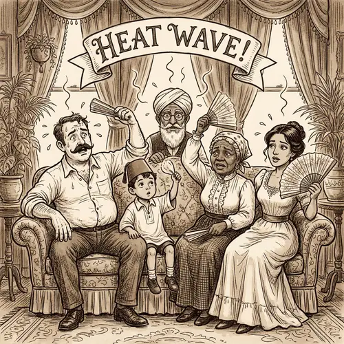 Disney Pixar Style Family Sweating on Couch