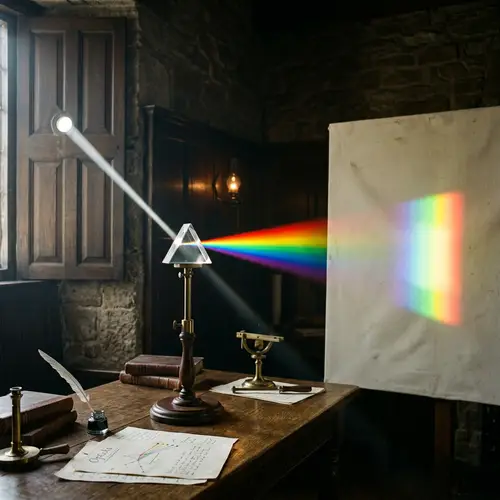 Newton's Prism Experiment: Light Spectrum Revelation