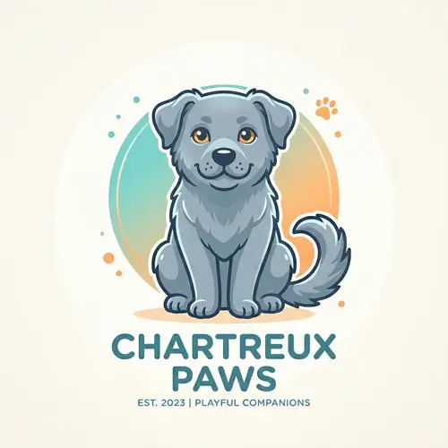 Adorable Grey Chartreux Dog Logo Design