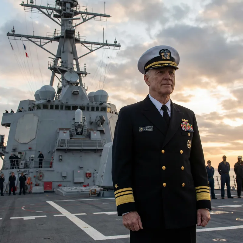 Navy Officer on Ship - High-Quality Photography