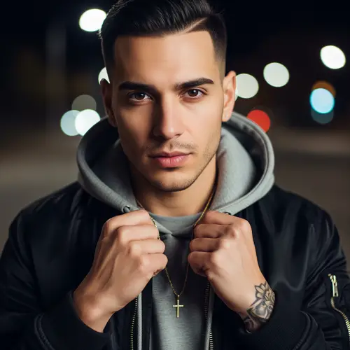 Ultra-Realistic Portrait of Rapper Eno in Urban Style