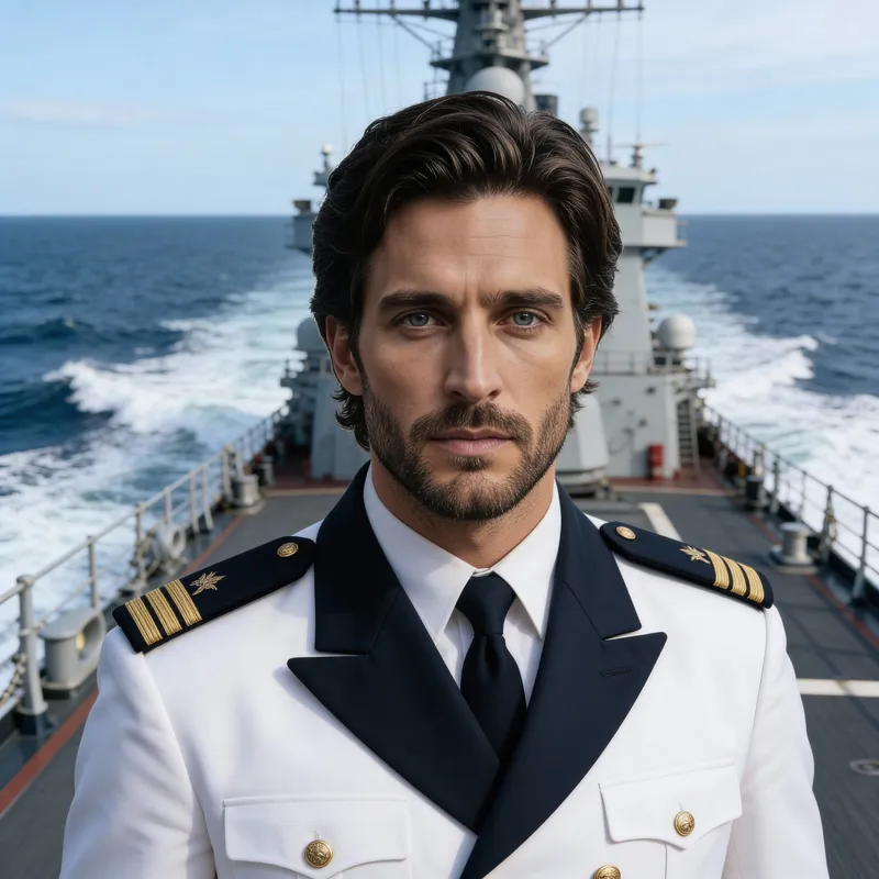 Navy Officer on Ship - High-Quality Photography
