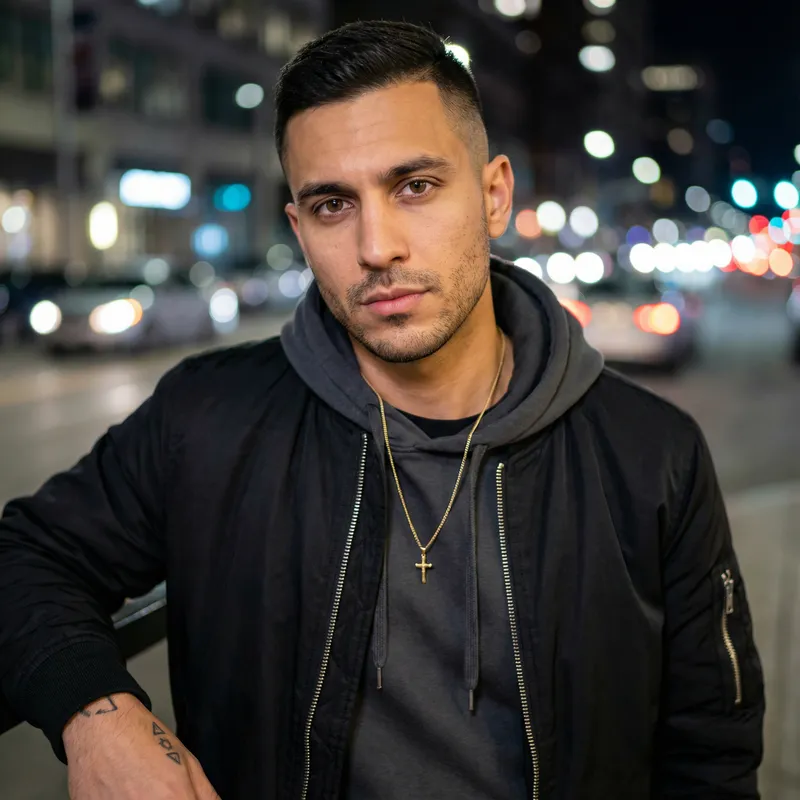 Ultra-Realistic Portrait of Rapper Eno in Urban Style