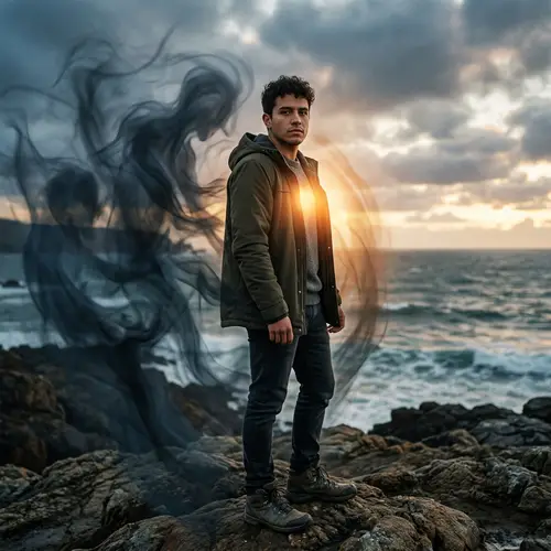 Hispanic Young Man Facing Life's Challenges with Courage