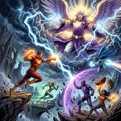 Divine Entity versus Superheroes: Epic Battle Unfolds
