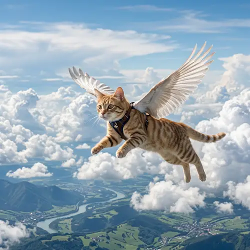 Cat Flying in the Sky - Un Gato Volando
