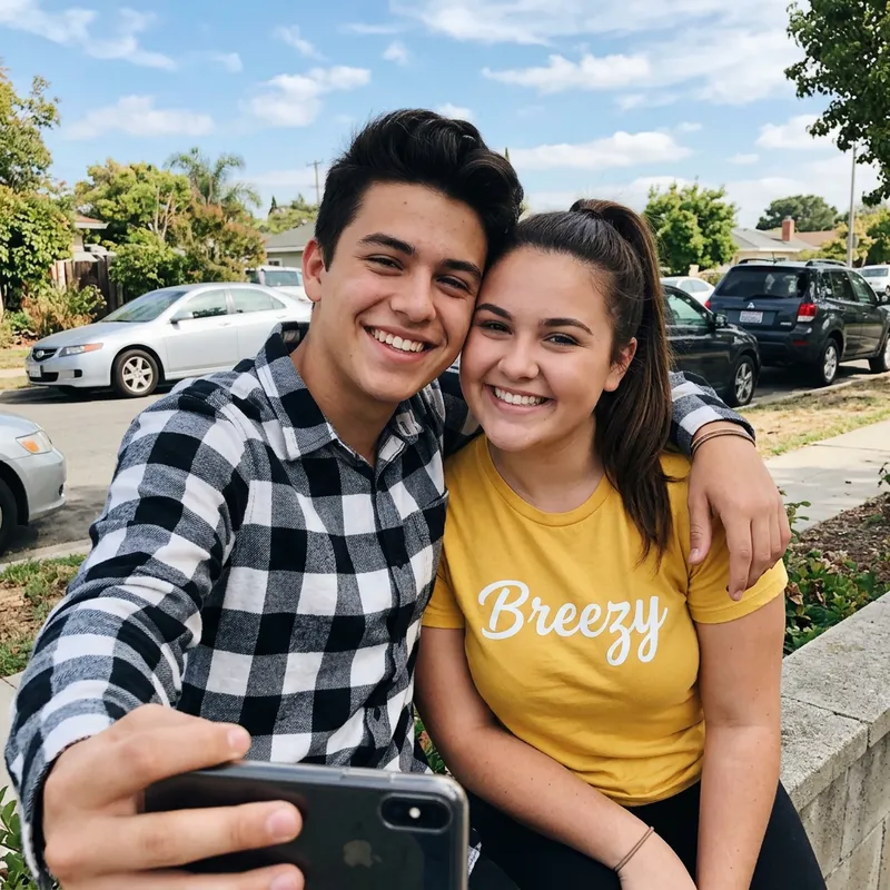 Cute Anime Selfie of a Boy and Girl Together