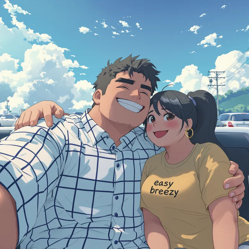 Cute Anime Selfie of a Boy and Girl Together