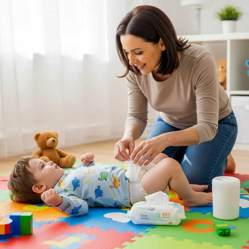 Sister Changing Baby Brother's Diaper | Family Moments