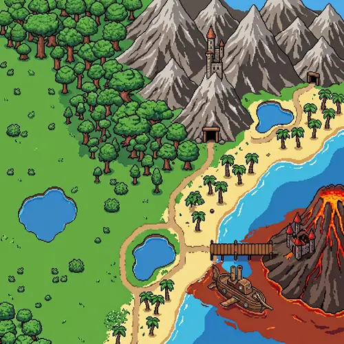 Pixel Art Landscape of Adventure and Exploration | Level Selection Screen