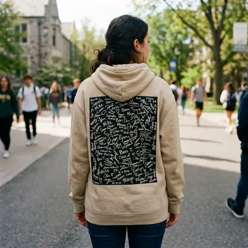 Beige Hoodie with Signature Box Design