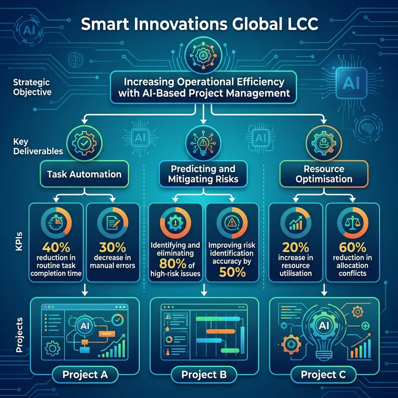 AI Project Management Infographic for Operational Efficiency - Smart Innovations Global LCC AI Project Management Infographic for Operational Efficiency - Smart Innovations Global LCC