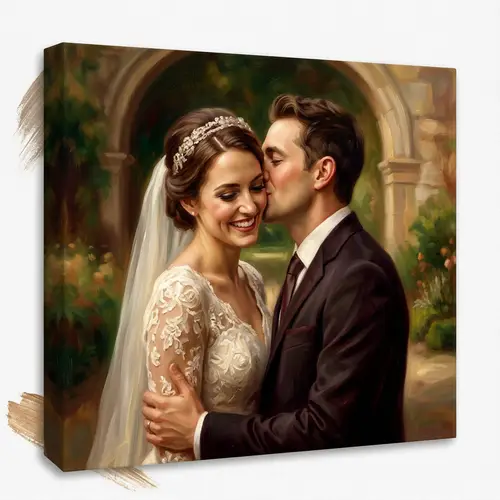 Romantic Oil Painting from Wedding Photograph