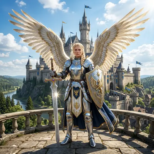 Armored Knight with Wings - Castle Guardian