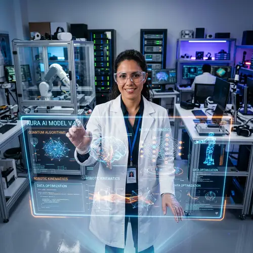 Innovative Hispanic Woman in Tech Laboratory