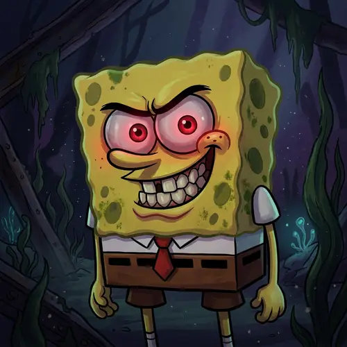 Sinister SpongeBob: Eerie & Mischievous Cartoon Character