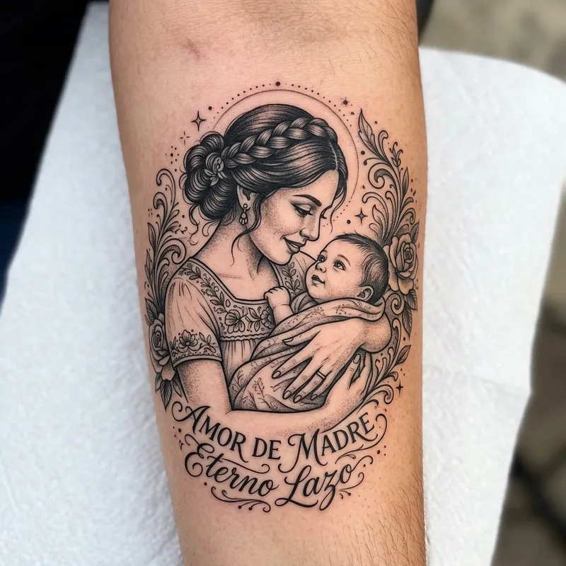 Heartwarming Mother and Baby Tattoo - Bond of Motherhood