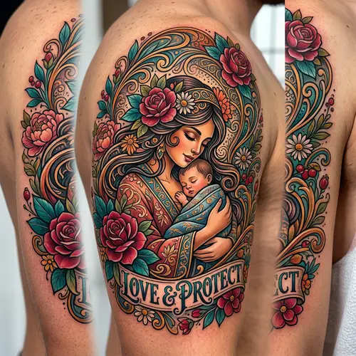 Intricate Motherhood Tattoo Design