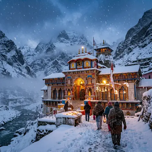 Badrinath Temple in Snowfall: A Divine Experience
